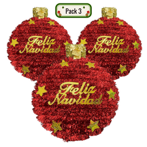 Genérico - Pack 3 Colgante Esfera Adorno Para Puerta De Navidad 2025