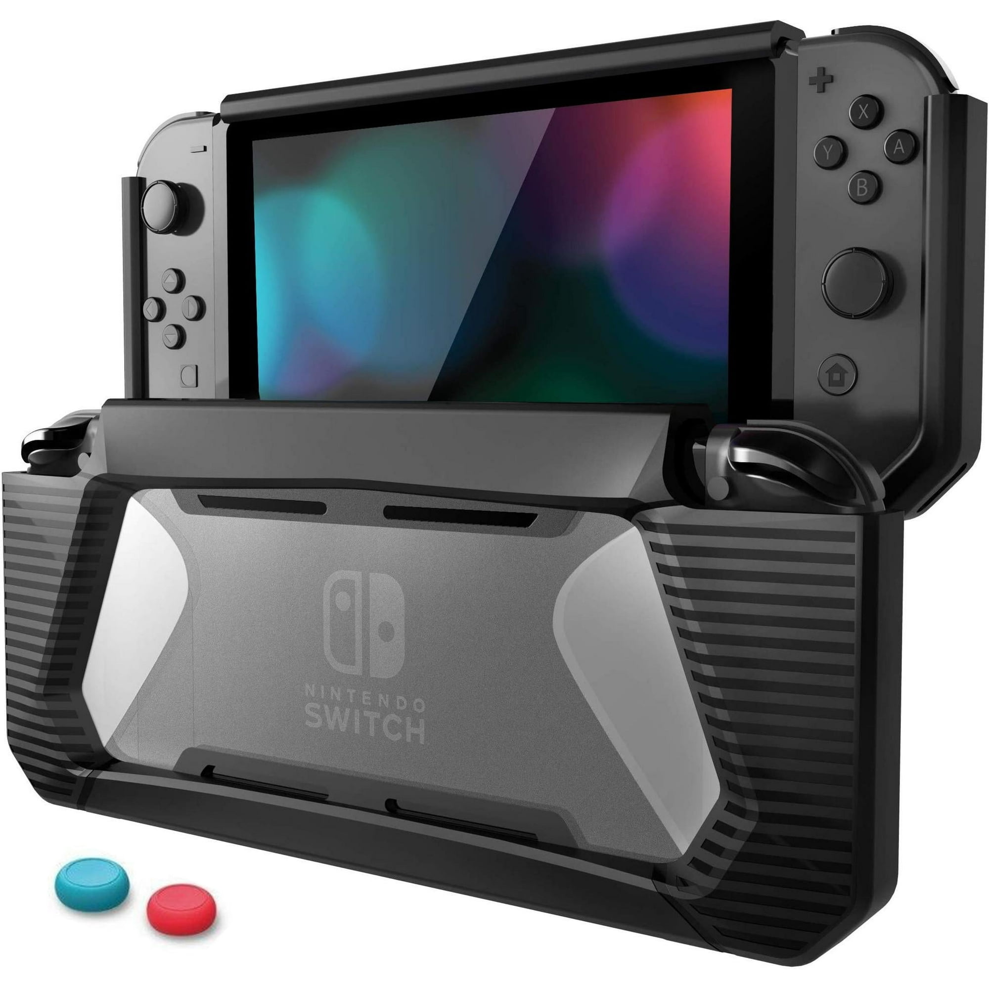 Funda Nintendo Switch Aaronmei Tpu + Pc Negra Con Protector De Pantalla Y Tapas Para Joystick