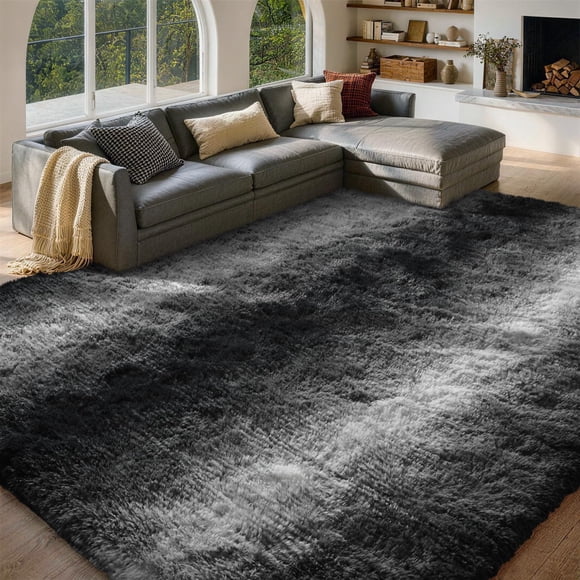 ALFOMBRA FinRèc Home 244x152 cm Rayada Negra de Felpa