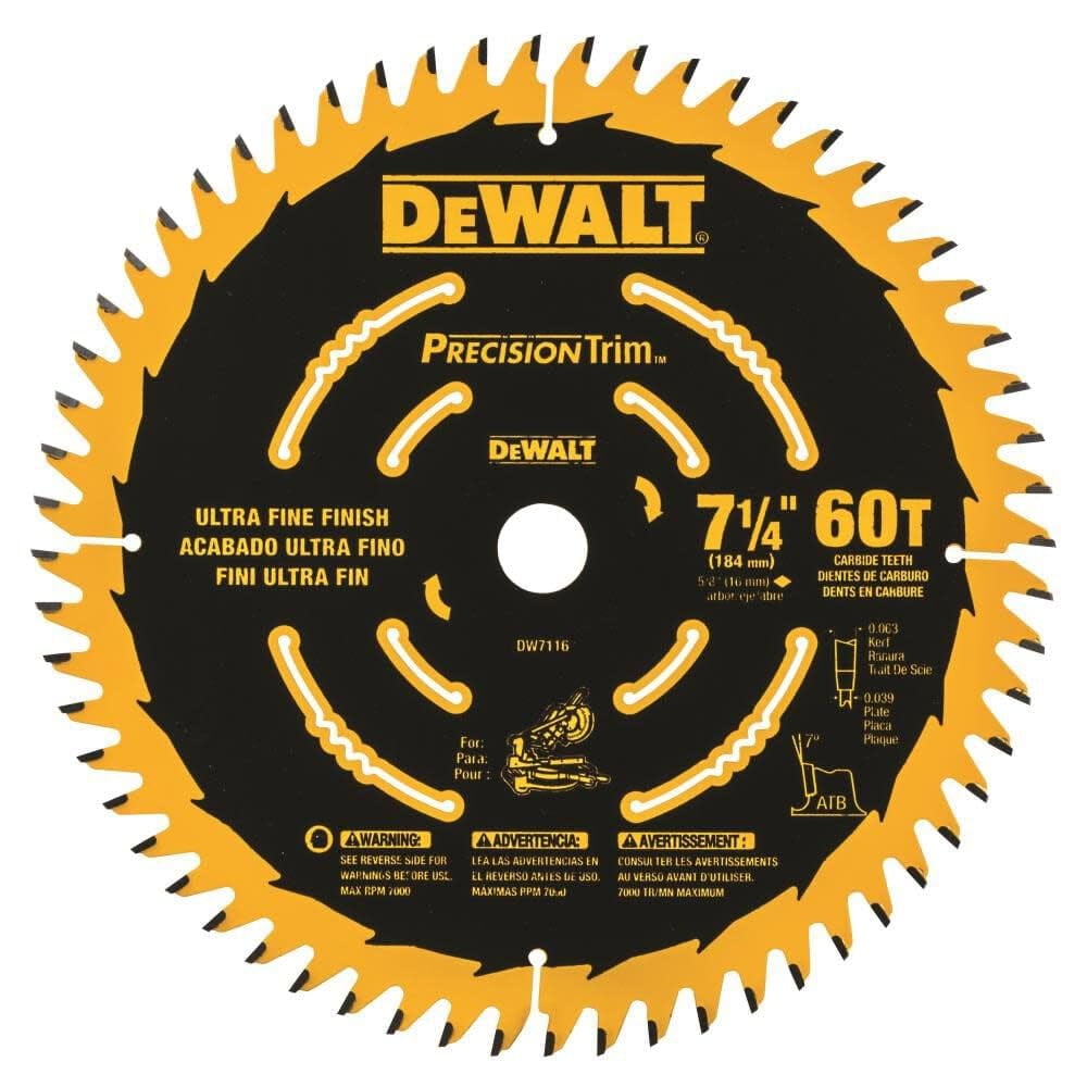 Hoja De Sierra Ingletadora Dewalt Dw7116pt 60t Precision Trim 7-1/4 Pulgadas