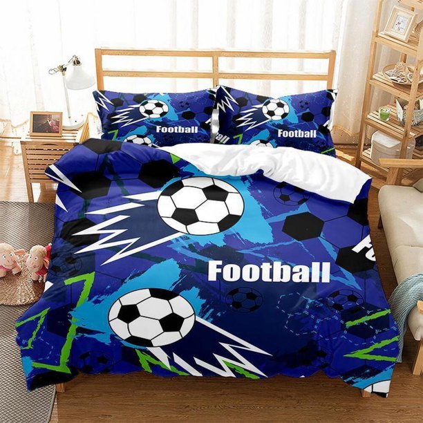 Multicolor Football Graffiti Quilt Duvet Cover Set Bedclothes 3-Piece Bedding Set