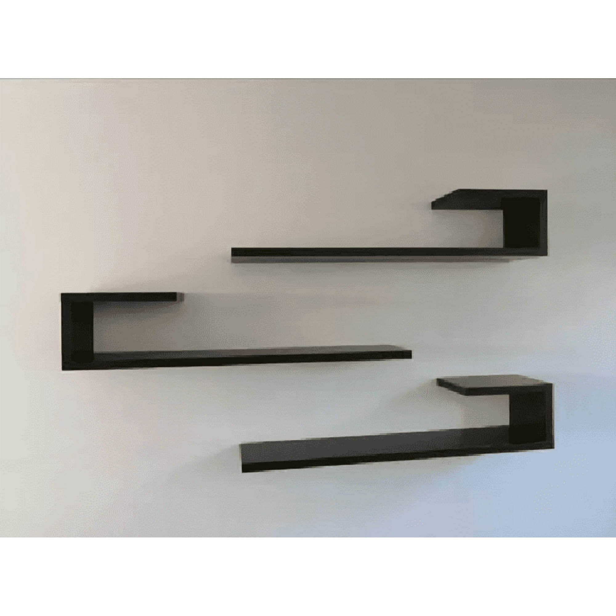 Genérico - Juego De Repisas Flotantes Modelo Culebra Negro