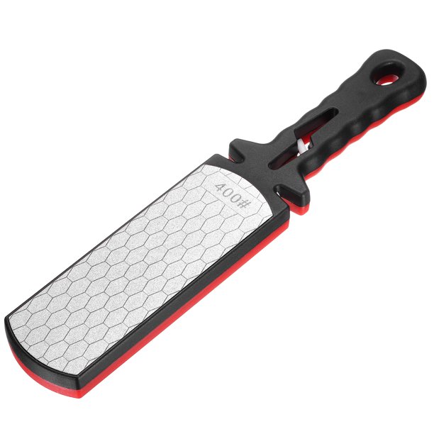 Uxcell Piedra de Afilar de Diamante de Mano de Grano 400/1000 Doble Cara Herramienta Afiladora 5 en 1 Negro Rojo