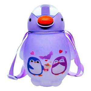 Genérico - Botella Agua Kawaii 1500Ml Morado Con Correa Y Stickers