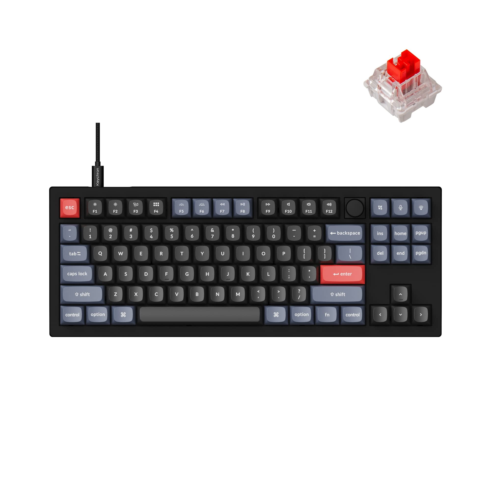 Teclado Mecánico Tkl Con Cable Keychron V3, Intercambiable En Caliente, Red