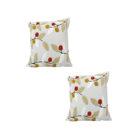 Genérico - Set De 2 Fundas De Cojin Bordadas 45X45Cm Blanco 02