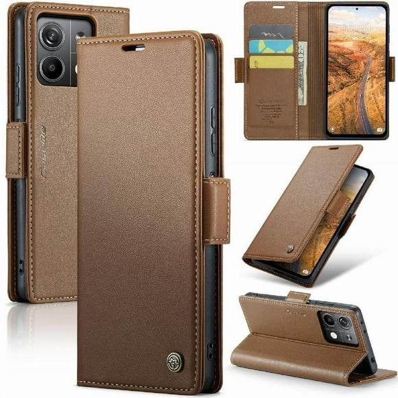 CaseMe tipo cartera Xiaomi Redmi Note 13 5G con cierre magnético, RFID, tarjetero, soporte, carga inalámbrica