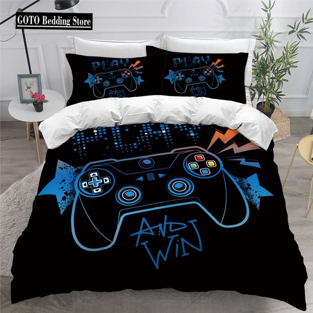 x544 Bed SheetsGame Bedding Set for Children and Boys, Handle controller Duvet Cover Sets, Twin, Full, , Bedroom Set gaming for teen 3-Piece Bedding Set (1 Duvet Cover + 2 Pillow Shams) nj544