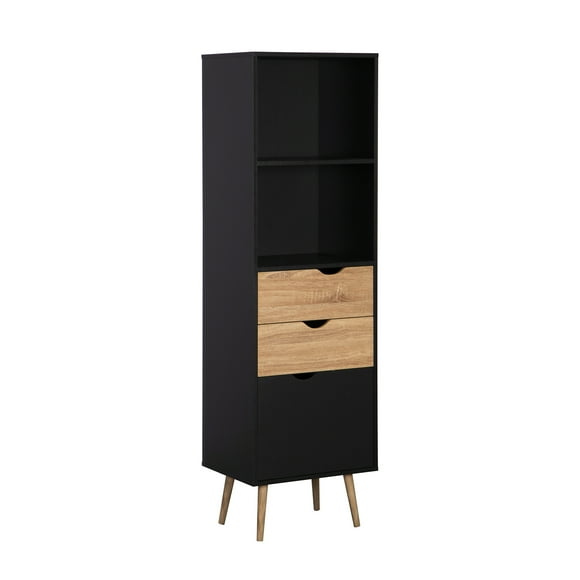Estante Librero Top Living Gotemburgo Black Nórdico Cajones