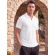 thumbnail image 4 of INSPIRE CHIC Camisa Polo de Manga Corta con Cuello en V a Rayas Verticales para Hombre XL Blanco, 4 of 5