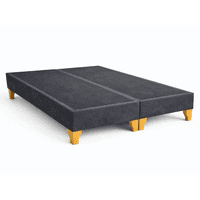 Base Cama 2 Plazas Lore Felpa Premium Gris Plomo / Reforzada Con Patas