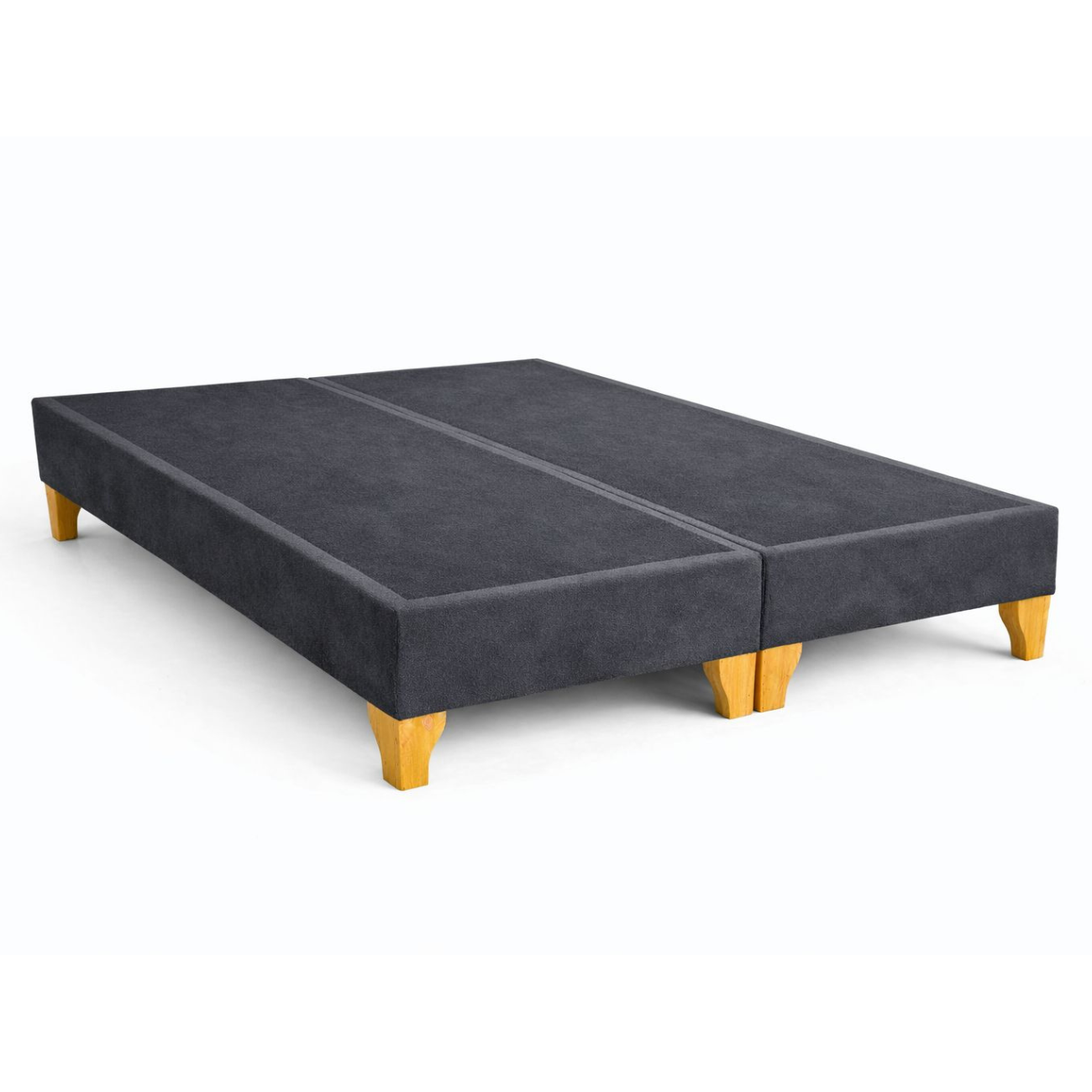 Base Cama 2 Plazas Lore Felpa Premium Gris Plomo / Reforzada Con Patas