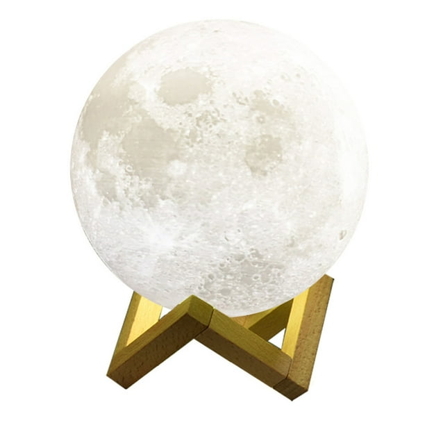 Lámpara de luna con control remoto 3D, luz nocturna, lámpara de luna con palmaditas para la mesita de noche, ambiente creativo, iluminación de alimentación