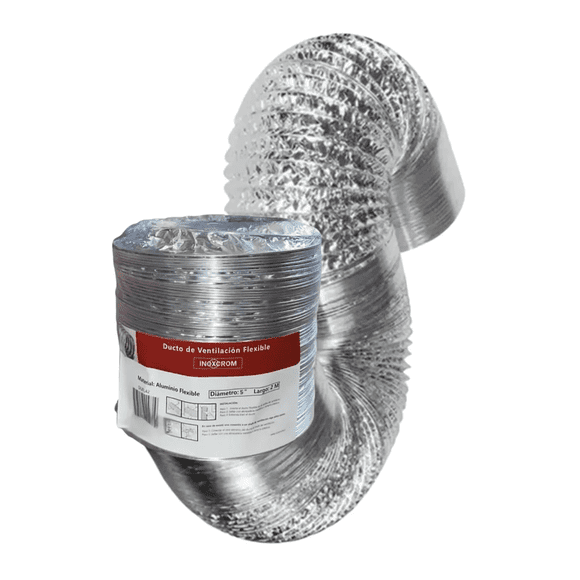 Ducto Tubo Flexible Aluminio Ventilacion 5'' O 127 Mm X 2 Mt