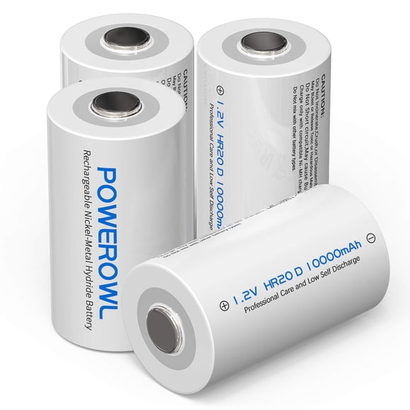Pilas D recargables POWEROWL, 1000 mAh, NiMH, paquete de 4