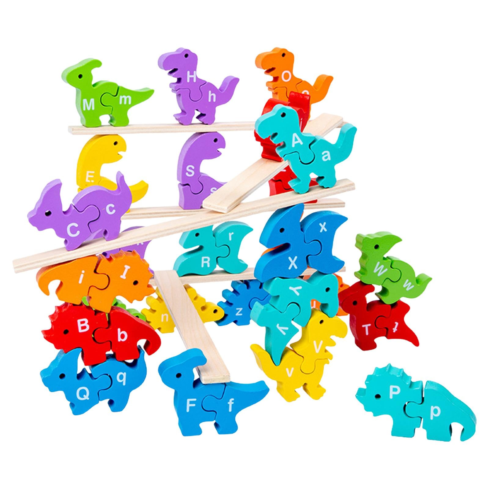 Bothyi - Bloques De Animales De Madera Montessori Dinosaurio Animales Apilamiento Bloques Preescolar