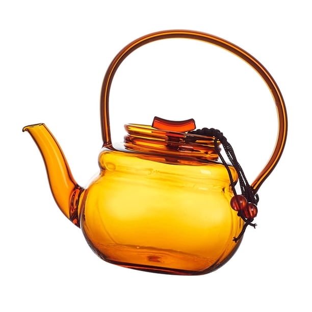 Tetera china de vidrio de borosilicato alto, tetera de Kung Fu, tetera ligera a prueba de calor de 200ml para regalos de inauguración de la casa , AMARILLO