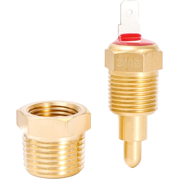 Interruptor de temperatura para ventilador 200 °F encendido y 185 °F apagado, rosca NPT de 3/8 pulg.