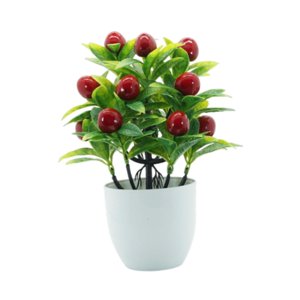 Magideal - Pequeña Planta Falsa Plantas Artificiales En Macetas Decoración De Flores Creativas Árboles De Frutas Artificiales En Maceta Para La Sala De Estar De Guindas