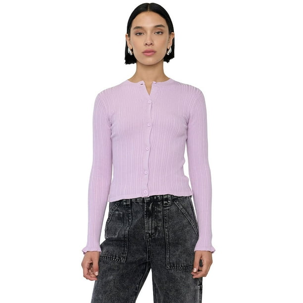 Sweater Mujer Cárdigan Botones Lila Corona