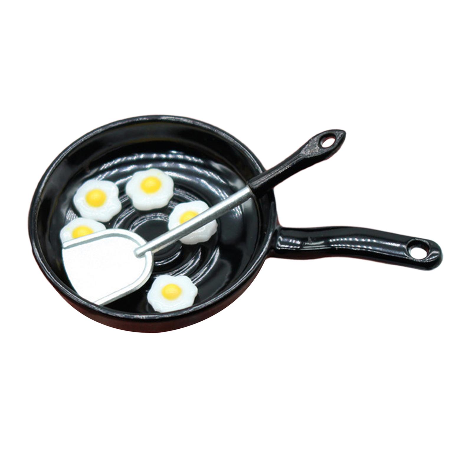 Magideal - Sartén En Miniatura A Escala 1:12 Y Juego De Huevos Escalfados, Accesorios De Simulación, Accesorios Para Muñecas De Juguete, Decoración Para El Hogar