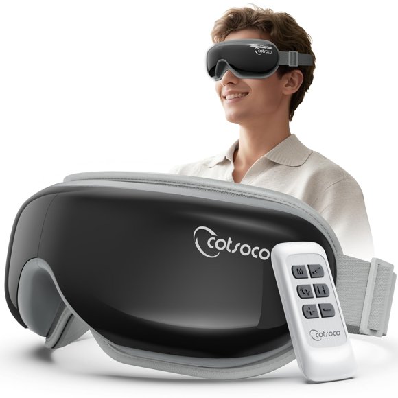 Masajeador de Ojos Cotsoco Calefactable Plegable con Control Remoto Negro