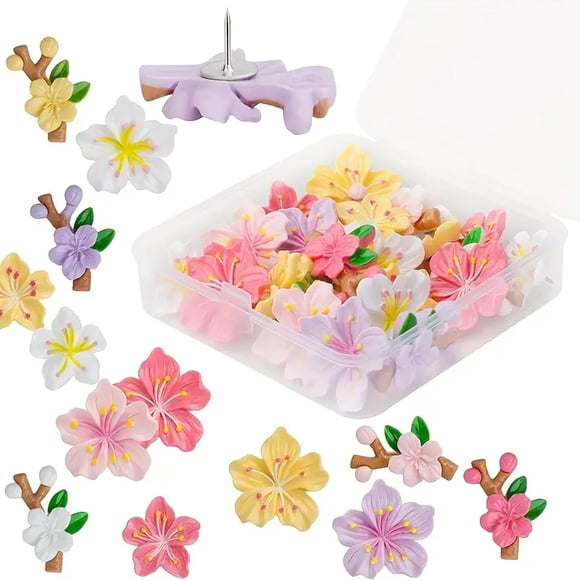 Push Pins Flowers Cherry Blossom 30 Unidades Con Caja