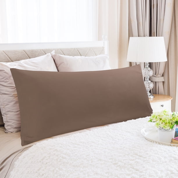 Funda de Almohada Corporal con Cremallera REGALWOVEN, Fundas de Almohada de Algodón Egipcio, Color Café Estándar