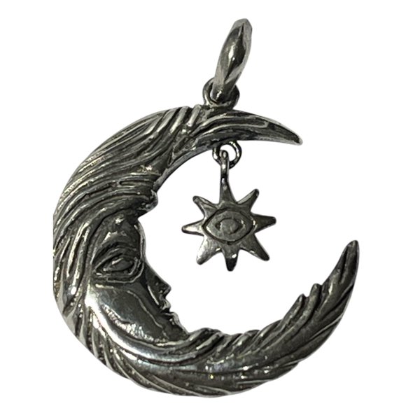 Colgante plata 925 envejecido, luna