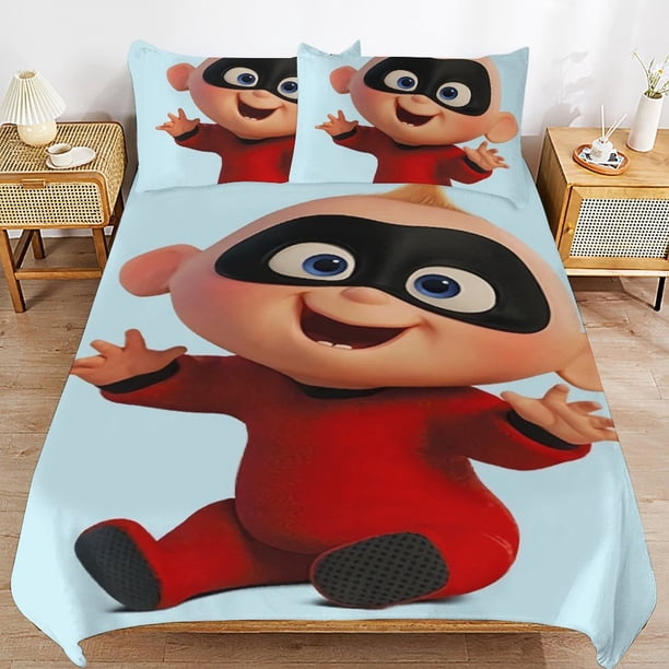 The Incredibles Cartoon Bedding Sets Ultra Soft Skin-Friendly Duvet Cover 3 Piece, Cute Comforter Cover Bed Set for Boys Girls Kids