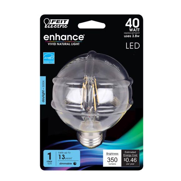 Bombilla LED de filamento Feit Enhance G25 E26 5000 K, luz diurna, 40 W