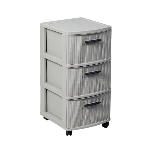 Cajonero 3 Niveles Crochet Gris tipo Rattán MQ QRubber