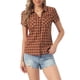 thumbnail image 1 of INSPIRE CHIC Camisas de Cuadros para Mujer Cuello de Punta Abotonado Blusas de Regreso a Clases Rojo Intenso 2 L, 1 of 6