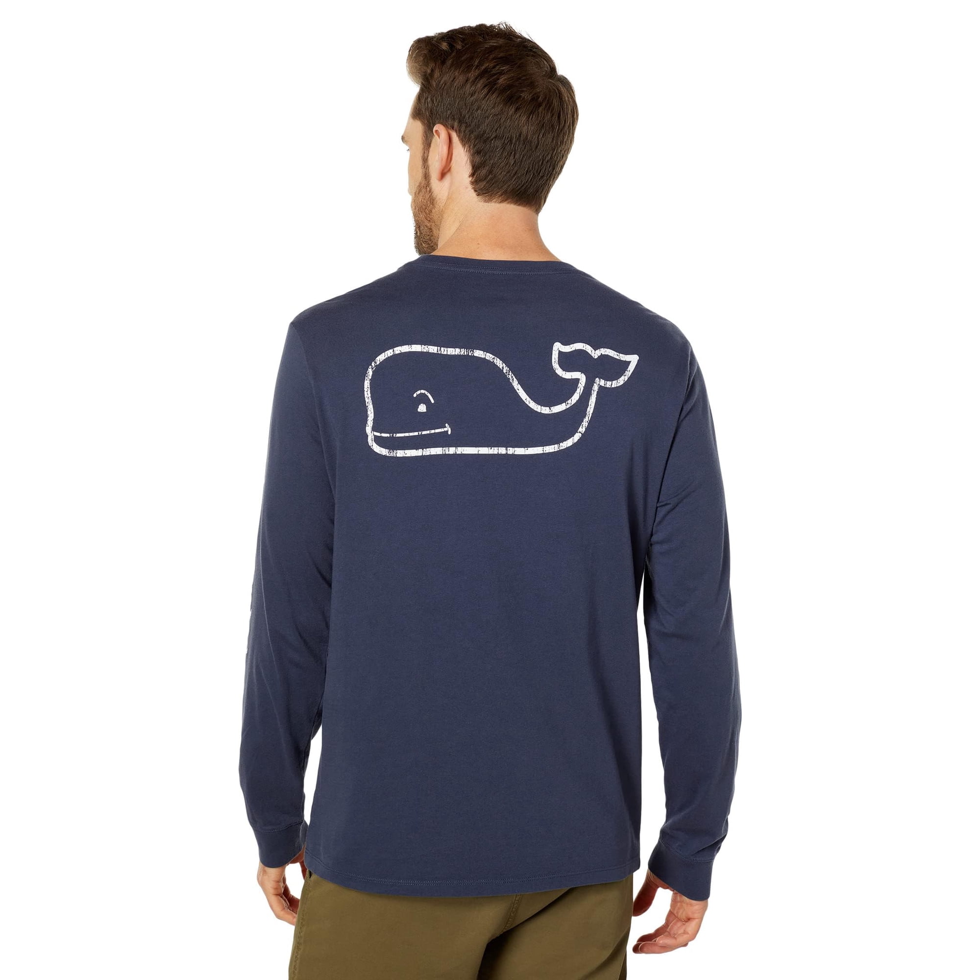 Camiseta Vineyard Vines De Manga Larga Para Hombre, Vintage, Color Azul Ballena