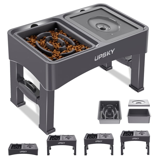 Comedero para mascotas UPSKY, 2 en 1, cuencos de alimentación lenta y elevados ajustables