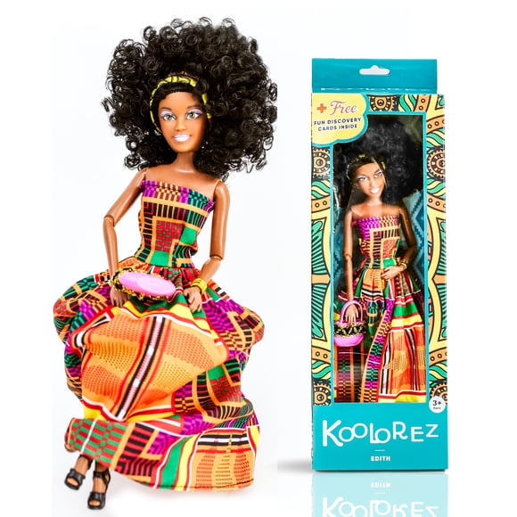 Muñeca negra KOOLOREZ Our Queens Edith de 12,5 pulgadas con articulaciones móviles