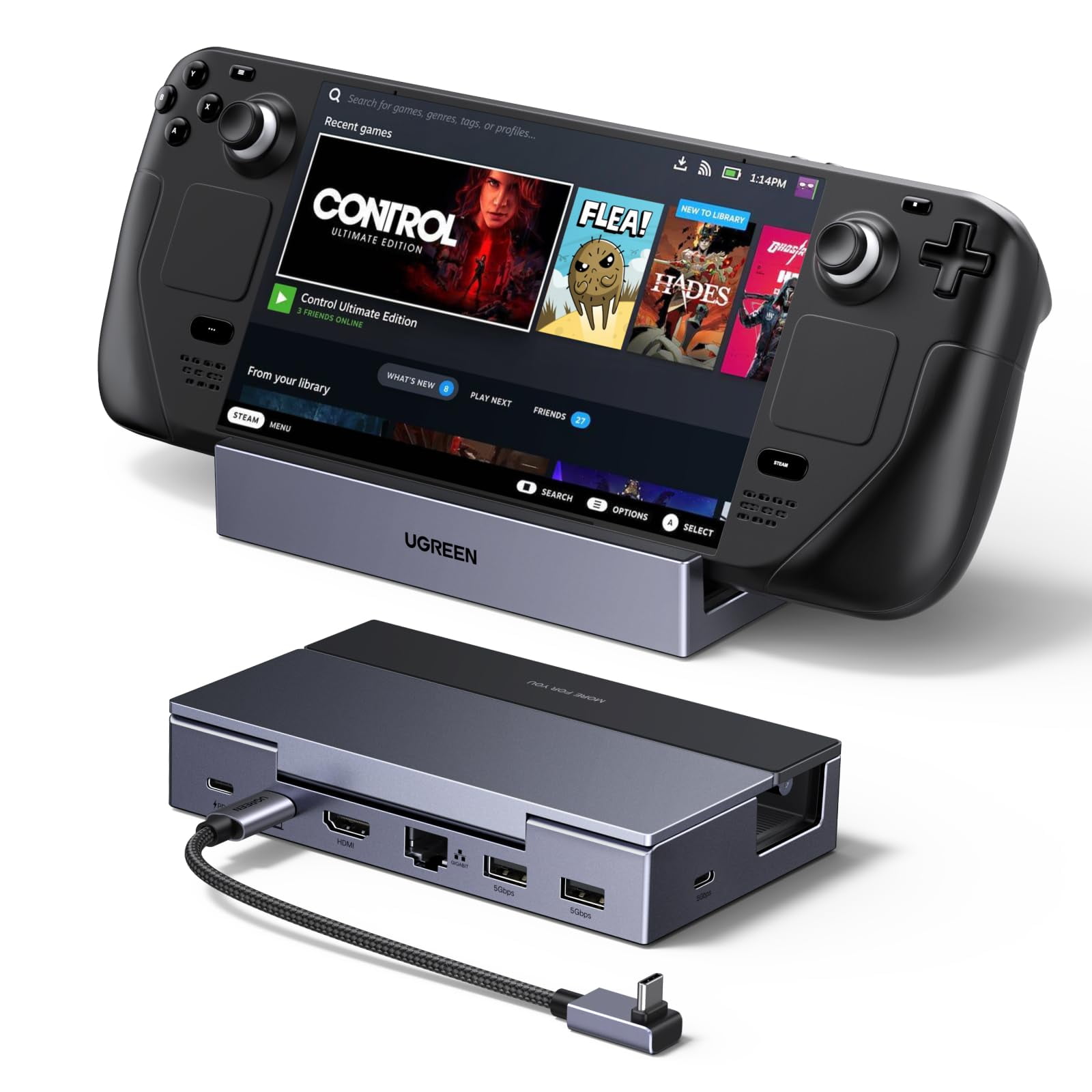 Base Ugreen Steam Deck 6 En 1 4k 120 Hz Hdmi 2.1 100 W Pd