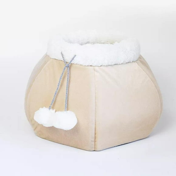 Casa Cama De Gato Tipo Canasto – Indeformable Acolchado - Color Caqui
