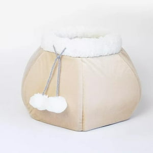 Luri Pets - Casa Cama De Gato Tipo Canasto – Indeformable Acolchado - Color Caqui