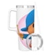 thumbnail image 3 of POCOYO Vaso aislado de acero inoxidable con asa, diseño temático, regalo para familia, amigos y fans; incluye pajita y encaja en el portavasos estándar, 40 oz, 3 of 6