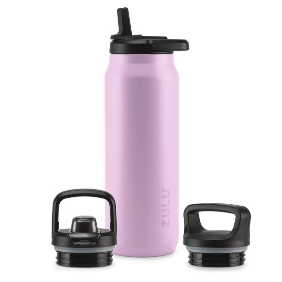 Botella de Agua ZULU Base 1.2L de Acero Inoxidable con 3 Tapas Rosa