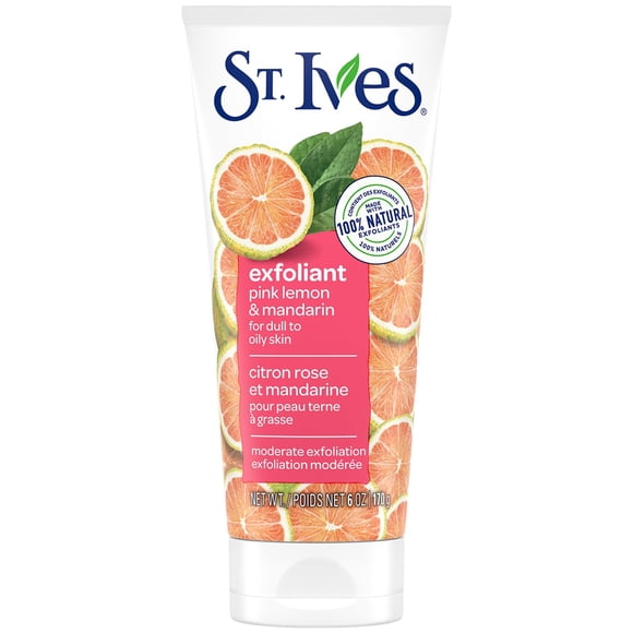 Exfoliante facial St. Ives, aclarador de piel rosa, limón y mandarina, 180 ml