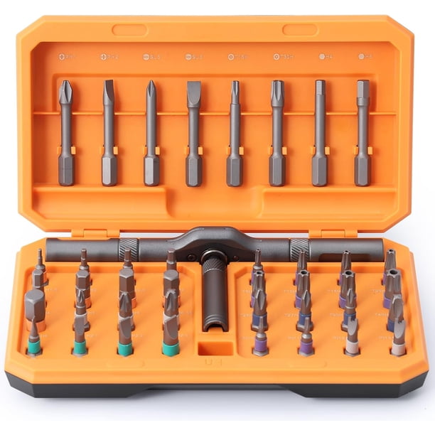 Juego de destornilladores magnéticos 42 en 1, juego de destornilladores de trinquete para bricolaje, juego de destornilladores magnéticos de múltiples puntas con mango de trinquete desmontable, kit de