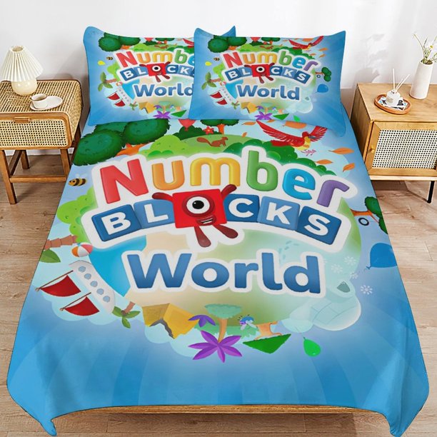 x152 Numberblocks Bed Duvet Cover Microfiber Bedding Sets 3D Printed Lightweight 3 Piece Comforter Sets, 1 Duvet Cover And 2 Pillow Shams for Kids Boys Girls 79"x90" jn152