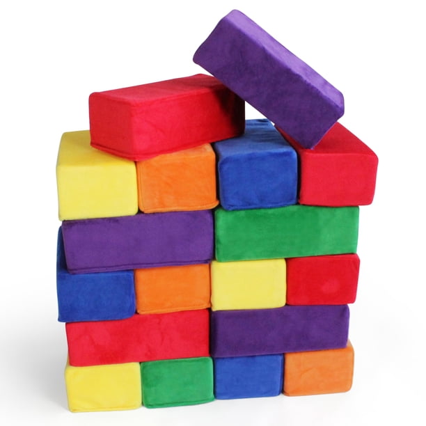 Juego de bloques de construcción Plush Blocks, 24 unidades, para niños, con funda blanda