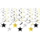 thumbnail image 1 of Decoraciones colgantes de estrellas doradas, plateadas y negras con espirales, estrellas, serpentinas, espirales de aluminio para decoraciones de techo, suministros para fiestas de graduación, decorac, 1 of 6