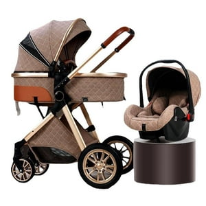 Coche Cuna Con Silla Nido Y Accesorios Lubabycas Café