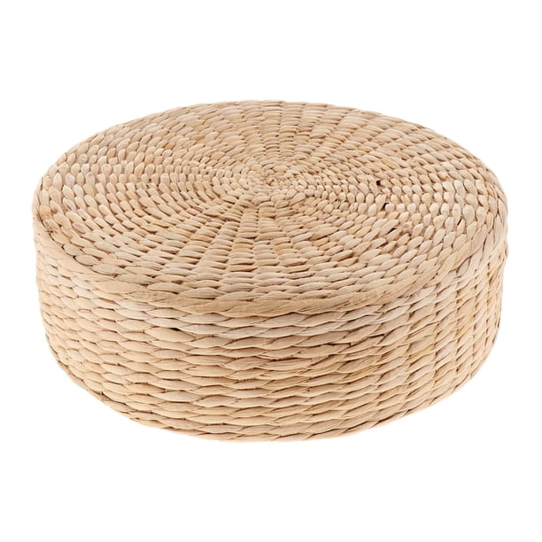 Cojín de asiento plano tejido, cojín de suelo redondo, cojín de silla, cojín de tatami, cojín de suelo para chimenea, balcón, decoración de sala de yo 40cmx10cm