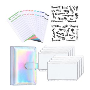 Bothyi - Carpeta De Cuaderno Con Pegatinas De Letras Para Recibos De Dinero Budgeting Silver
