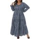 thumbnail image 2 of Agnes Orinda Vestido Maxi Largo de Lunares para Mujer Talla Grande de Escuela Colegio con Mangas de Linterna y Dobladillo con Volantes Flowy Boho 1X Azul Marino, 2 of 6